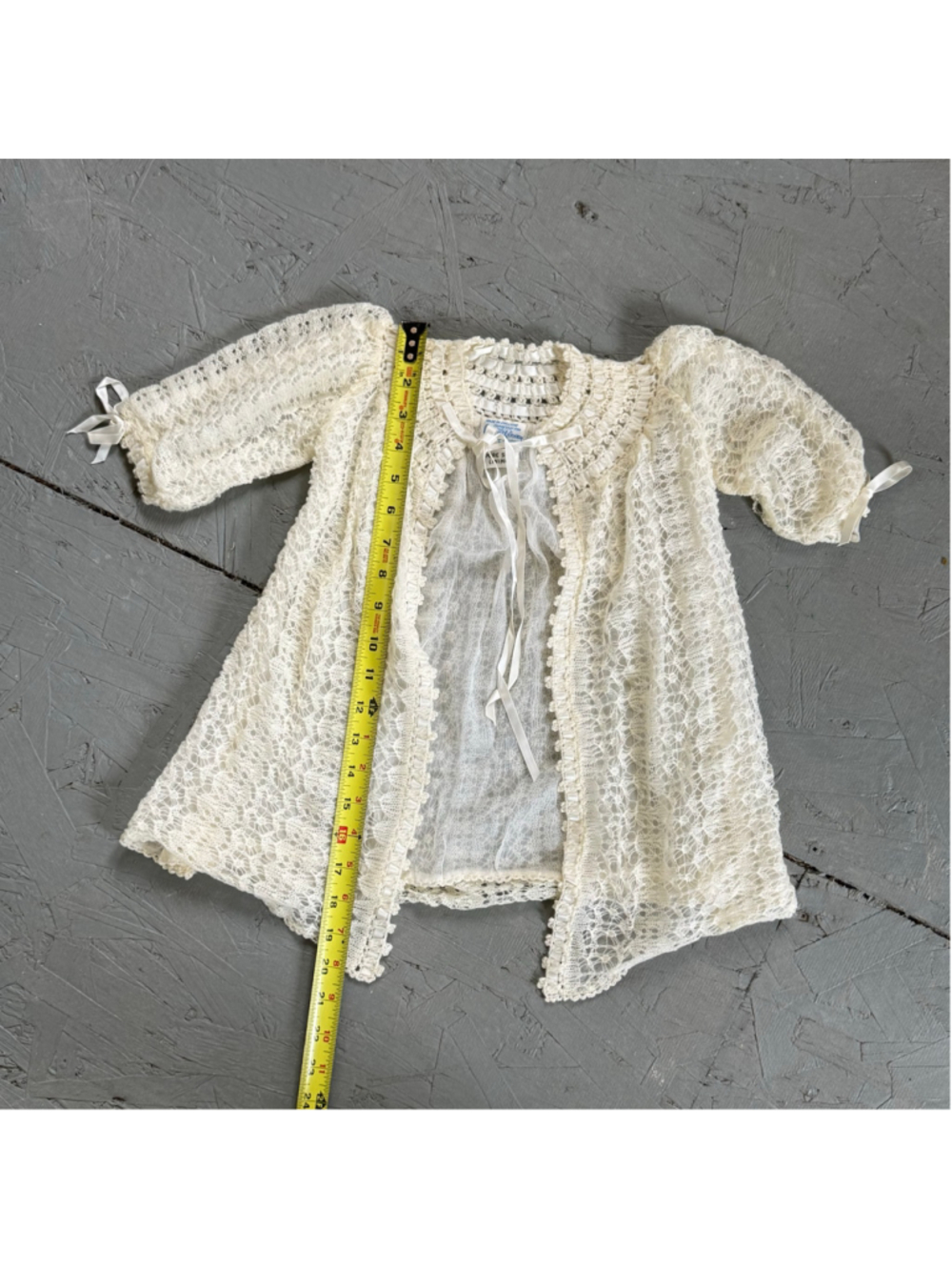 Vintage Saks Fifth Avenue Wool Silk Lace Baby Cardigan Coat Cream 0-3 months - Picture 7 of 8